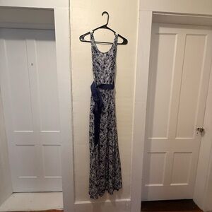 Elegant Blue Floral Maxi Dress